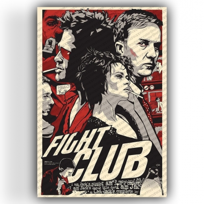 Fight Club Ahşap Retro Poster