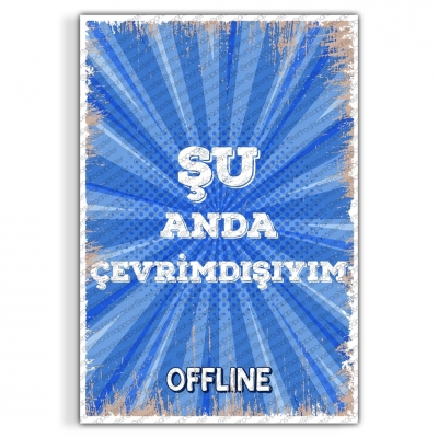 Şu Anda Çevrimdışıyım Ahşap Retro Poster