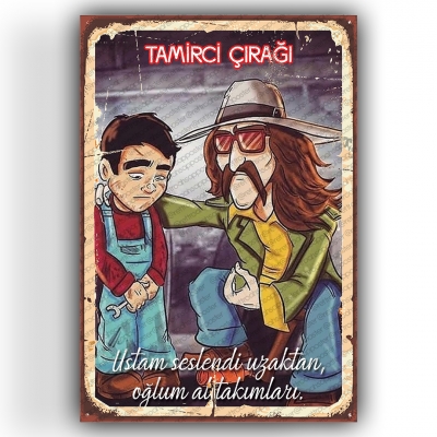 Tamirci Çırağı Ahşap Retro Poster