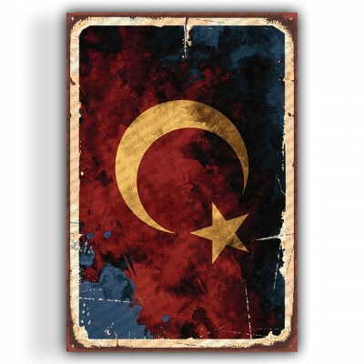 Türk Bayrağı Ahşap Retro Vintage Poster 
