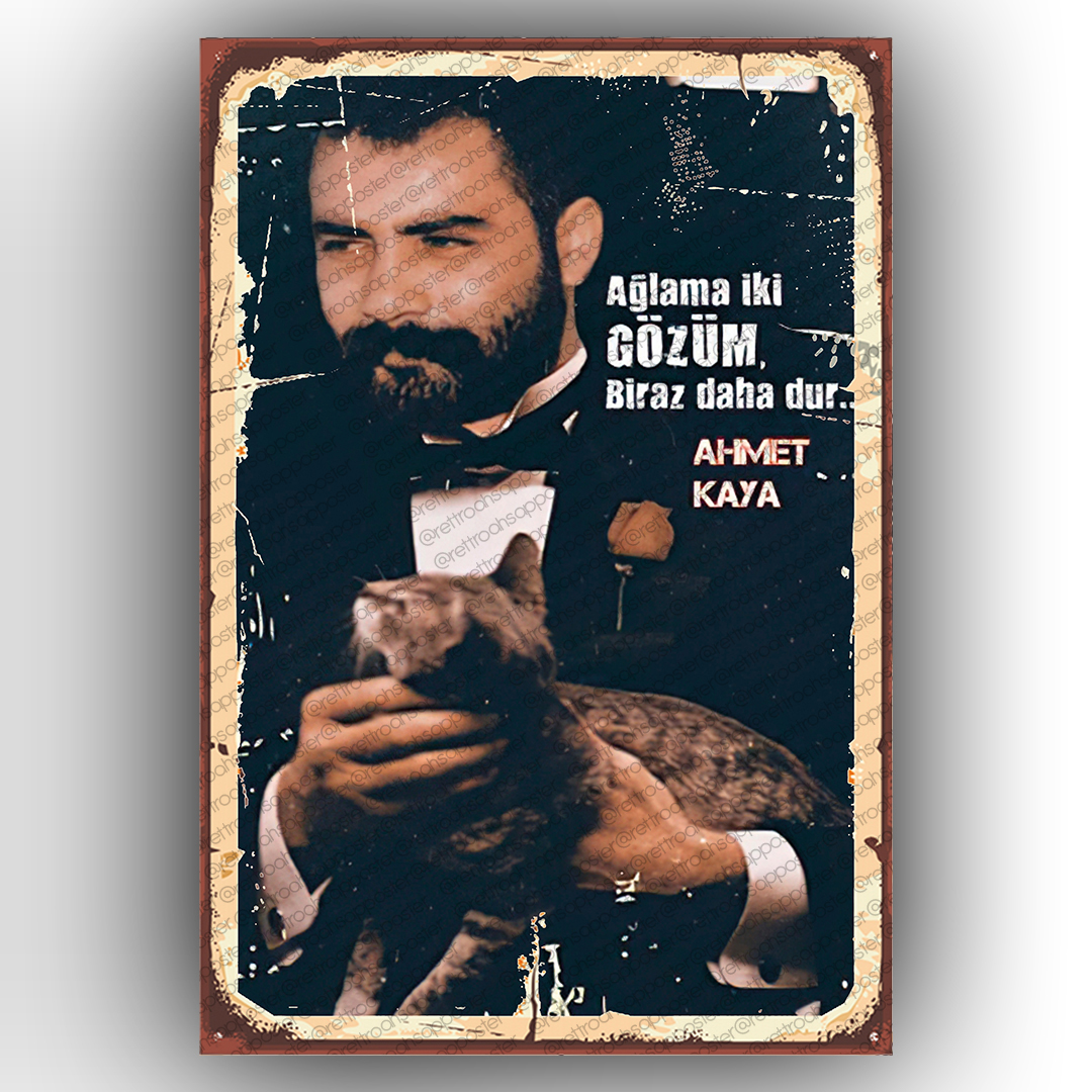 Ahmet Kaya Ahşap Retro Poster