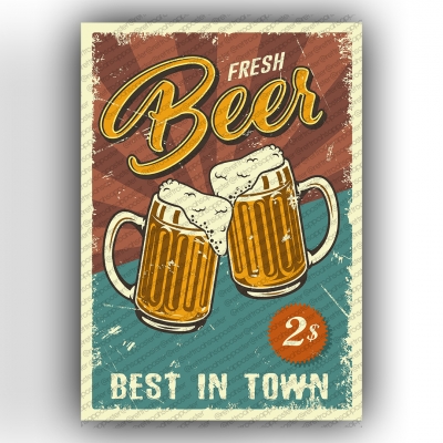 Beer Ahşap Retro Poster