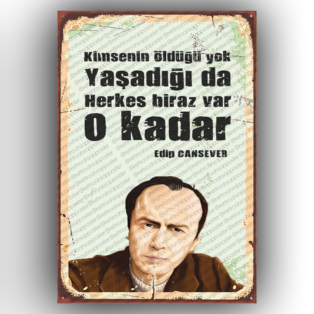 Edip Cansever Ahşap Retro Poster
