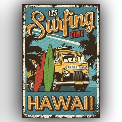 Hawaii Ahşap Retro Poster
