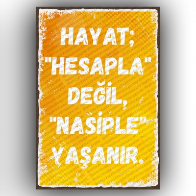 Hayat Hesapla Ahşap Retro Poster