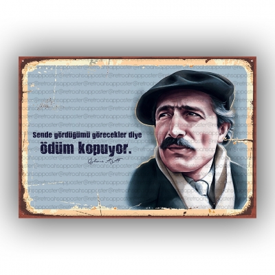 Özdemir Asaf Ahşap Retro Poster