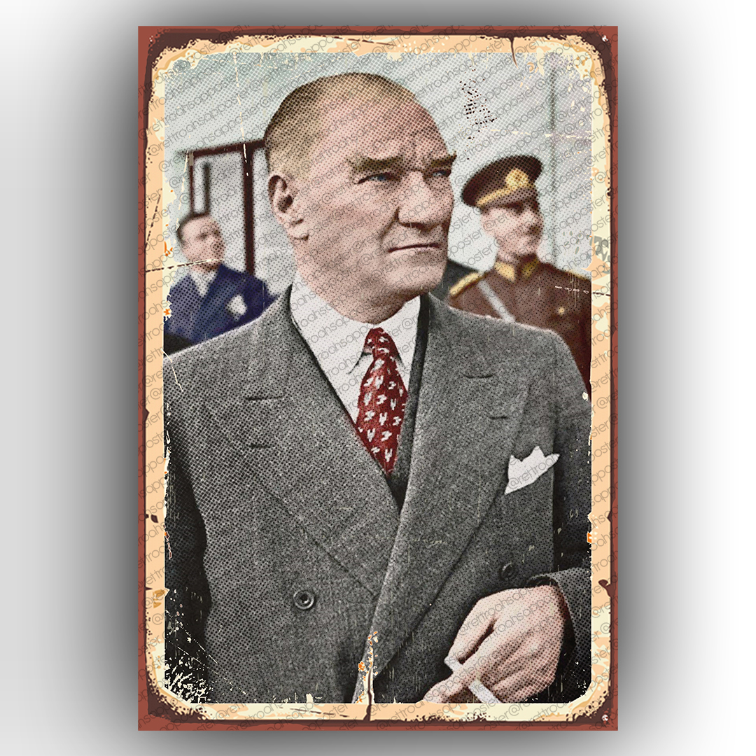 Atatürk Ahşap Retro Poster