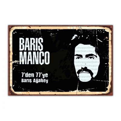 Barış Manço Ahşap Retro Poster