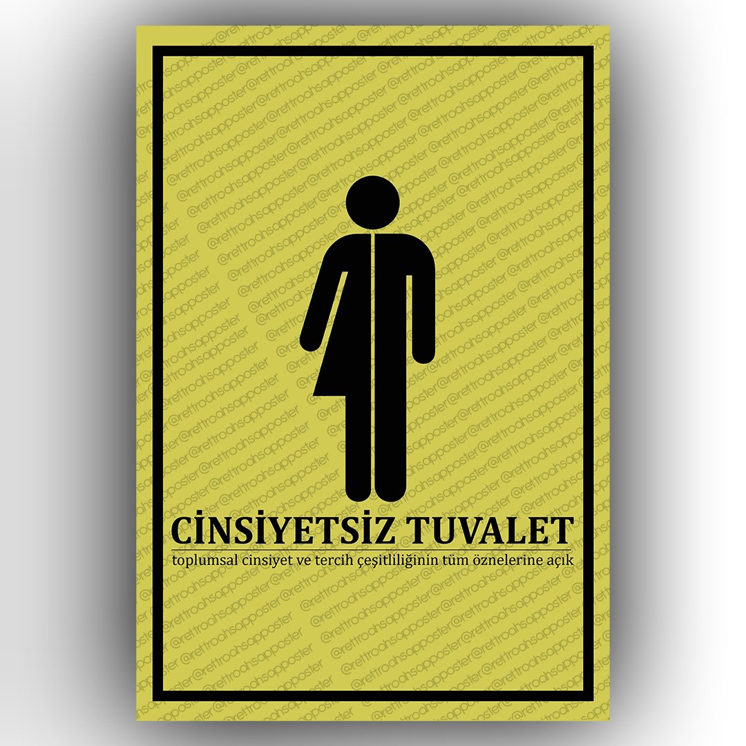 Cinsiyetsiz Tuvalet Ahşap Retro Poster