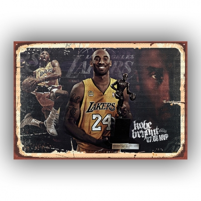 Kobe Bryant Ahşap Retro Poster