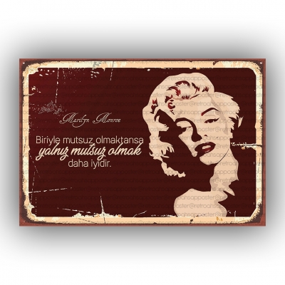 Marilyn Monroe Ahşap Retro Poster