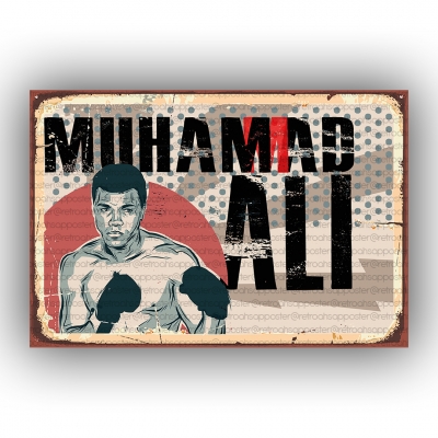 Muhammed Ali Retro Ahşap Poster