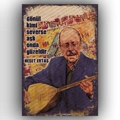 Neşet Ertaş Ahşap Retro Poster