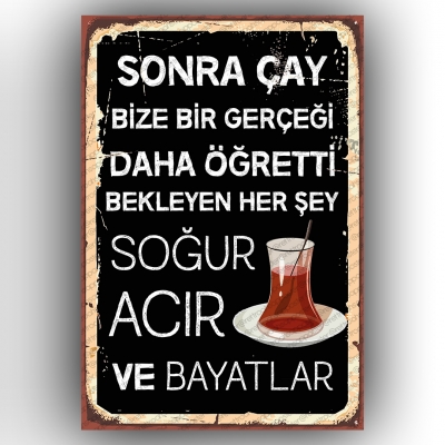 Çay Retro Ahşap Poster