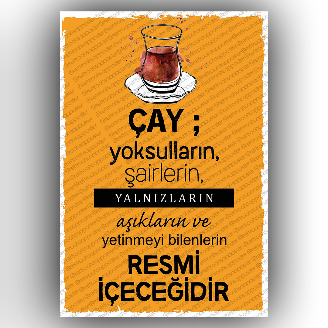 Çay  Ahşap Retro Poster