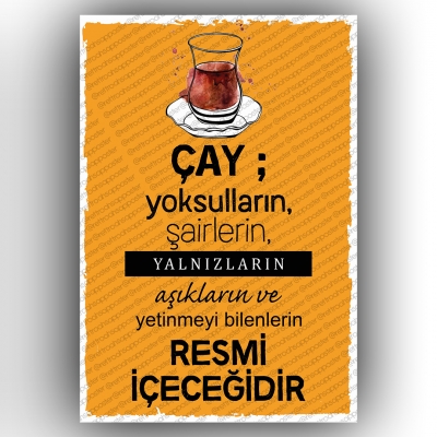 Çay Retro Ahşap Poster