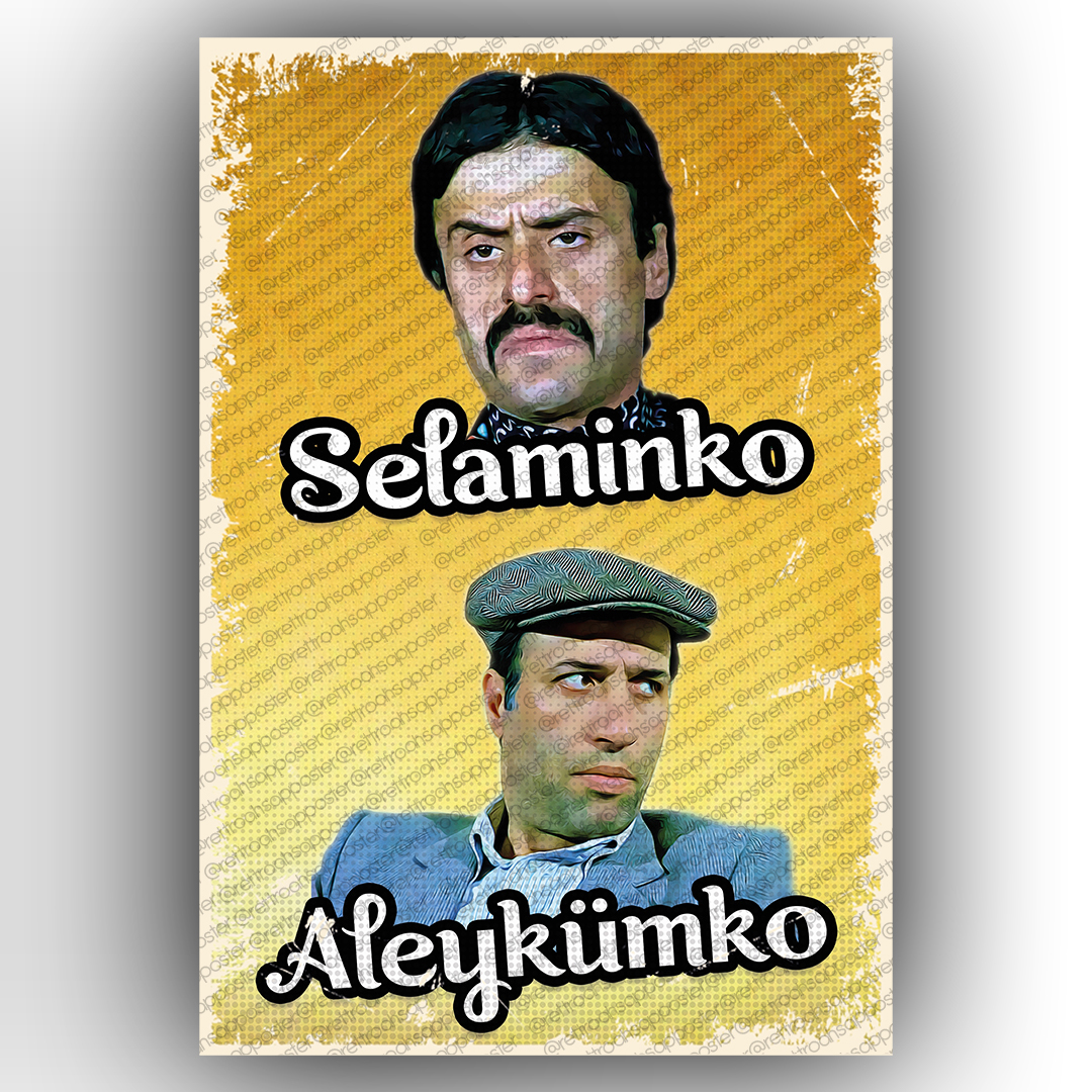 Selaminko Aleykümko Yeşilçam Ahşap Retro Poster