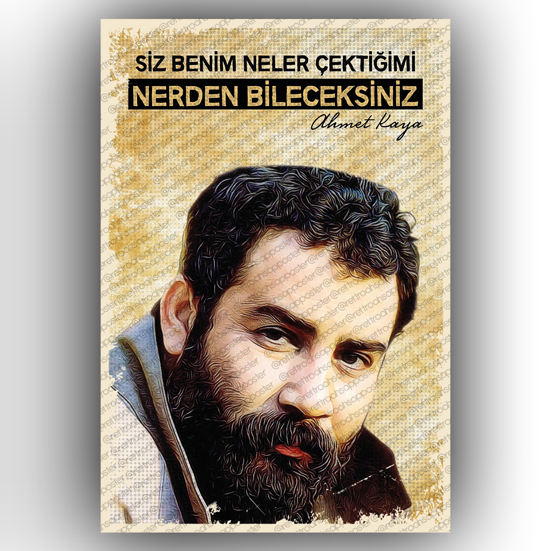 Ahmet Kaya Ahşap Retro Poster