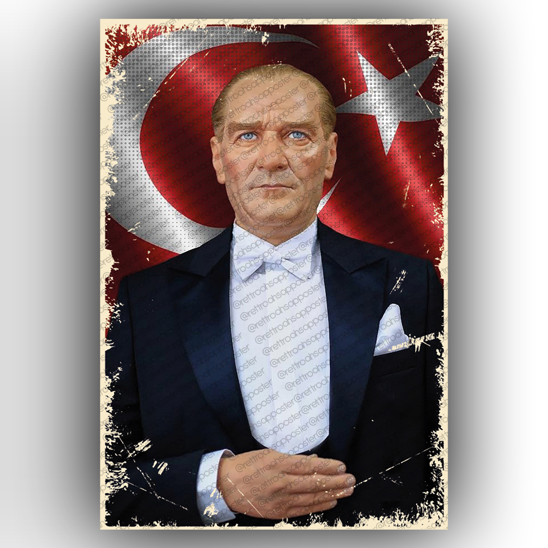 Atatürk Ahşap Retro Poster
