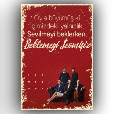 Kırmızı Oda Ahşap Retro Poster