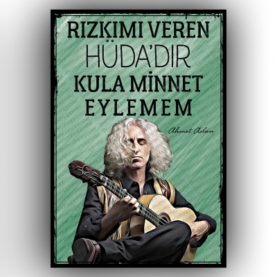 Ahmet Aslan Kula Minnet Eylemem! Ahşap Retro Poster