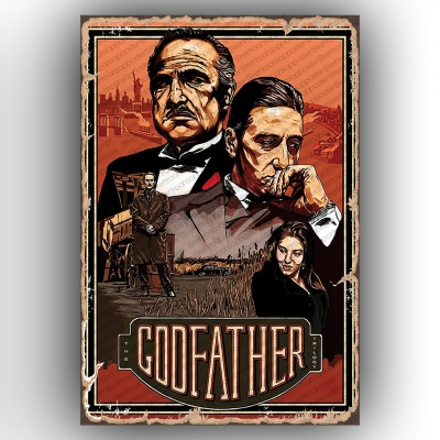 Godfather Baba film Ahşap Retro Poster