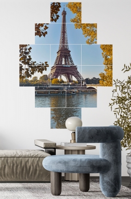 Paris Eyfel Kulesi 12 Parçalı Ahşap Mdf Tablo Seti
