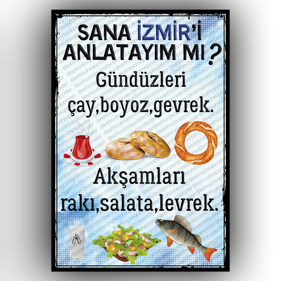 Sana İzmir'i Anlatayım mı? Ahşap Retro Vintage Poster 