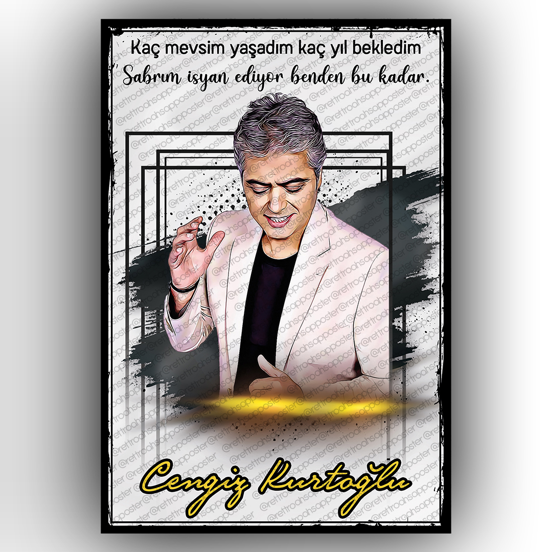Cengiz Kurtoğlu Ahşap Retro Poster