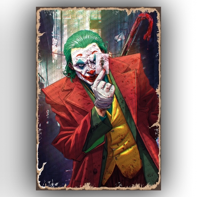 Joker Ahşap Retro Vintage Poster 