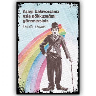 Charlie Chaplin Retro Ahşap Poster