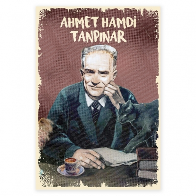 Ahmet Hamdi Tanpınar Ahşap Retro Poster