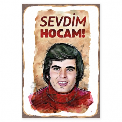 Sevdim Hocam Tarık Akın Ahşap Retro Poster