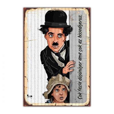 Charlie Chaplin Ahşap Retro Vintage Poster 