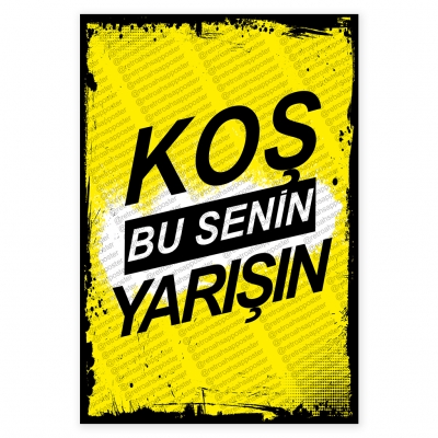 Koş, Bu Senin Yarışın Ahşap Retro Poster