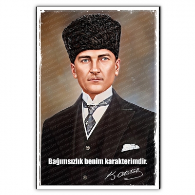 Mustafa Kemal Atatürk Ahşap Retro Vintage Poster 