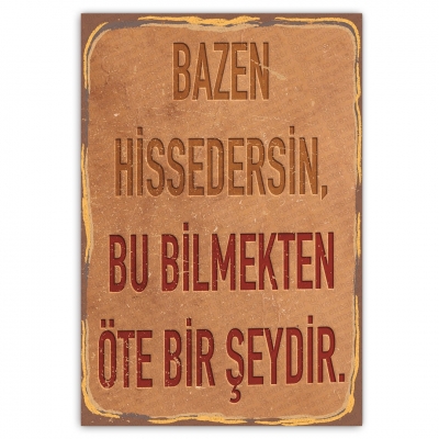 BAZEN HİSSEDERSİN, BU BİLMEKTEN ÖTE BİRŞEYDİR. Ahşap Retro Poster