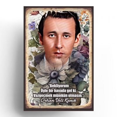 Orhan Veli Ahşap Retro Vintage Poster 