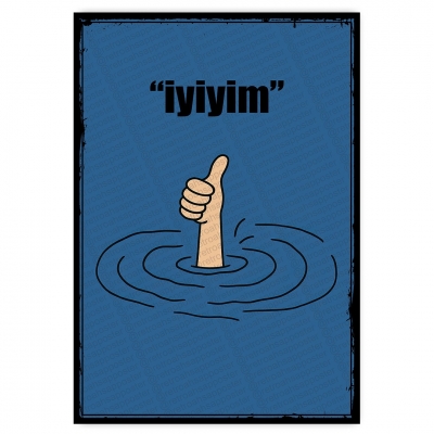 İyiyim - ahşap retro poster