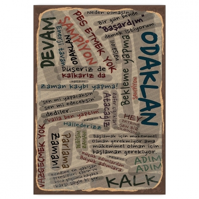 Motivasyon - ahşap retro poster
