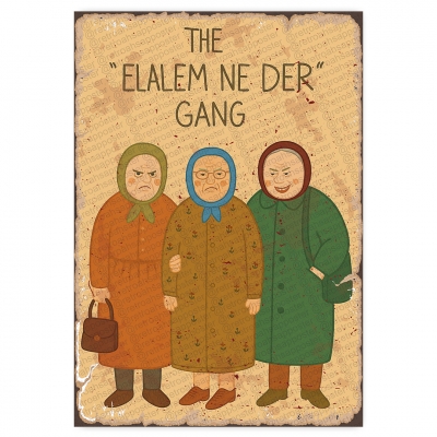The elalem ne der gang- ahşap retro poster