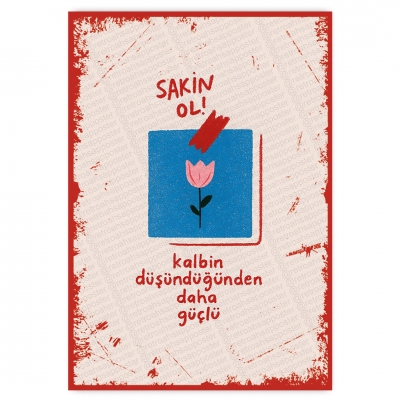 Sakin ol! Kalbin düşündüğünden daha güçlü - ahşap retro poster