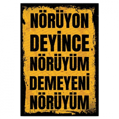 NÖRÜYON DEYİNCE NÖRÜYÜM DEMEYENİ NORÜYÜM  - ahşap retro poster