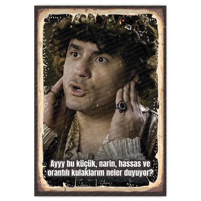 Ayyy bu küçük, narin, hassas ve orantılı kulaklarım neler duyuyor?  - ahşap retro poster