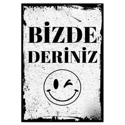 bizde deriniz - ahşap retro poster