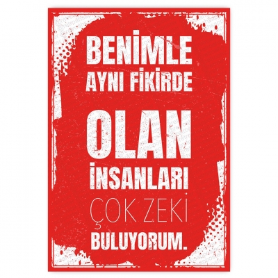 benimle aynı fikirde olan- ahşap retro poster